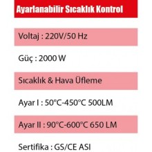 TRUSTY HG-GW-200A-1 SICAK HAVA TABANCASI